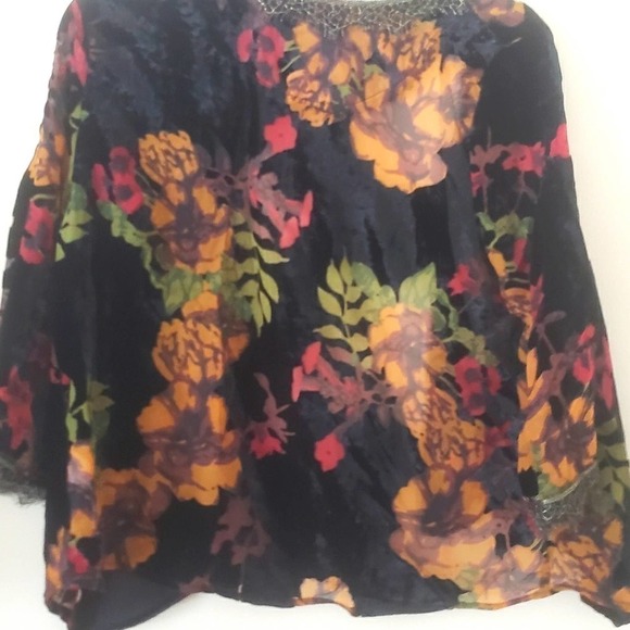 NEW! W5 Floral Burnout Velvet & Lace Open Kimono Top Small. - Picture 5 of 6